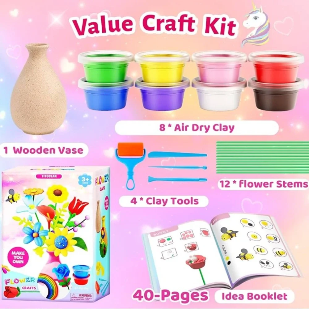 ✨BNWT - Air Dry Flower Making Modeling Clay Kit✨